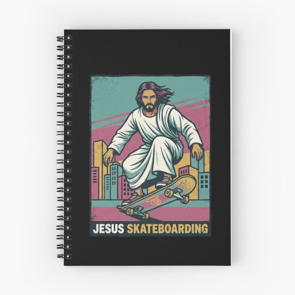 Item preview, Skateboarding - Funny Christian Skateboarding Humor Sarcastic Jesus Skating Longboard designed and sold by Sloyar.