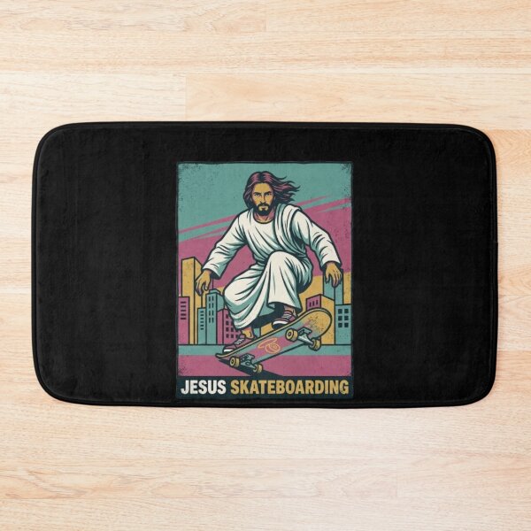 Item preview, Skateboarding - Funny Christian Skateboarding Humor Sarcastic Jesus Skating Longboard designed and sold by Sloyar.