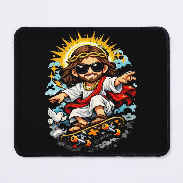 Item preview, Skateboarding - Funny Christian Skateboarding Humor Sarcastic Jesus Skating Longboard designed and sold by Sloyar.