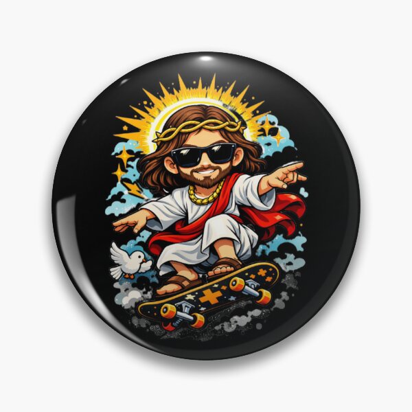 Item preview, Skateboarding - Funny Christian Skateboarding Humor Sarcastic Jesus Skating Longboard designed and sold by Sloyar.