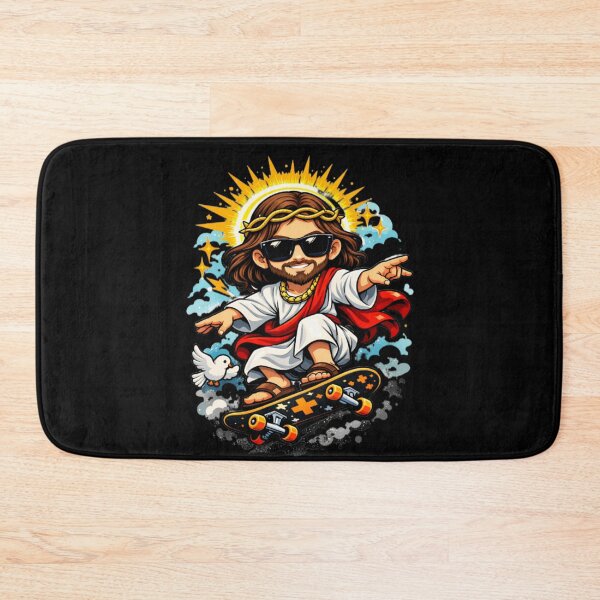 Item preview, Skateboarding - Funny Christian Skateboarding Humor Sarcastic Jesus Skating Longboard designed and sold by Sloyar.
