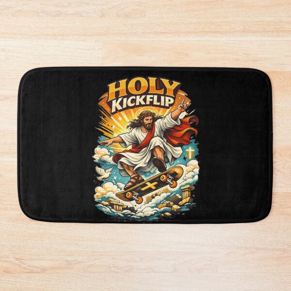 Item preview, Jesus Skateboarding - Funny Christian Skateboarding Humor Sarcastic Jesus Skating Longboard designed and sold by Sloyar.