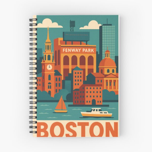 Item preview, Retro Pop Art Poster Illustration of Boston | Bold Historic Harbor City Print with Fenway Park, Beacon Hill & Boston Skyline | Vintage New England Travel Wall Art Decor designed and sold by PaintedPixels01.