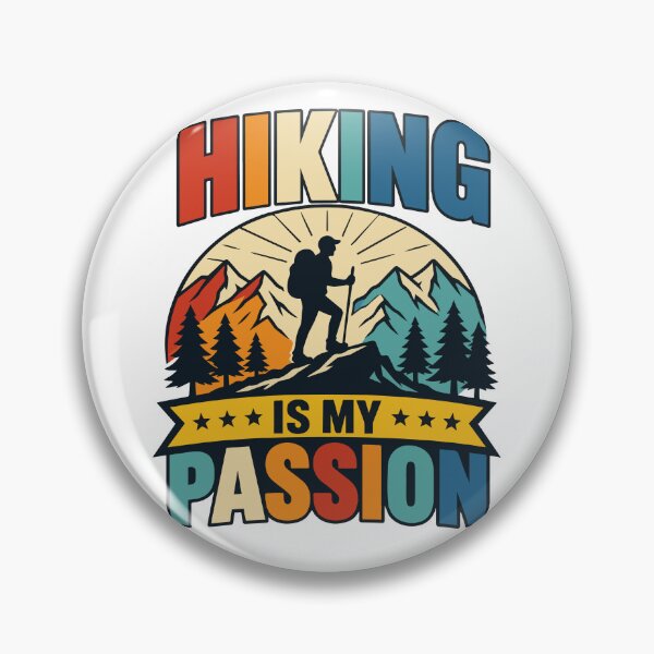 Item preview, Hiking Is My Passion Colorful Mountain Adventure Quote with Backpacker Silhouette, Forest Landscape and Outdoor Nature Spirit designed and sold by Huddy-clothes.