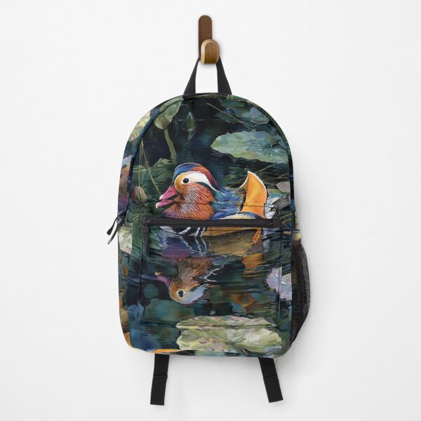 Item preview, A Mandarin Duck gliding across a lily pond, Birds in Motion designed and sold by CDC40.