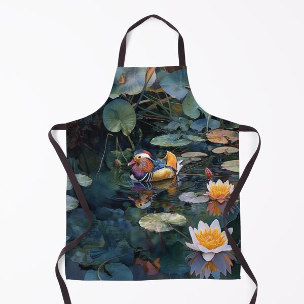 Item preview, A Mandarin Duck gliding across a lily pond, Birds in Motion designed and sold by CDC40.