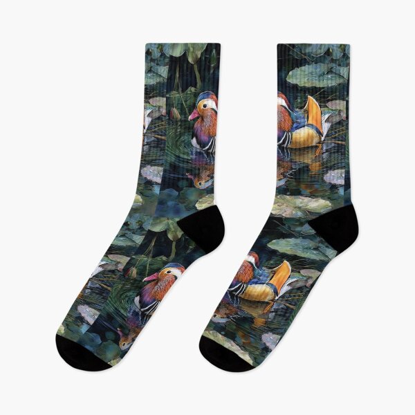 Item preview, A Mandarin Duck gliding across a lily pond, Birds in Motion designed and sold by CDC40.