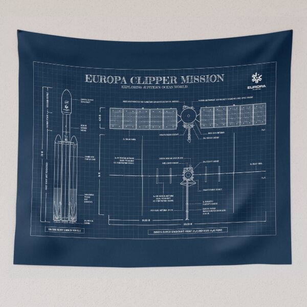 Item preview, Europa Clipper Mission (Navy Blueprint) designed and sold by BGALAXY.