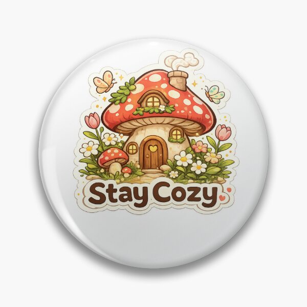 Item preview, Stay Cozy Mushroom House Sticker | Cute Cottagecore Kawaii Mushroom Cottage Die-Cut Sticker designed and sold by Hari Arts.