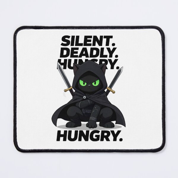 Item preview, Silent Deadly Hungry – Funny Black Ninja Cat designed and sold by GoldenPaw Society.