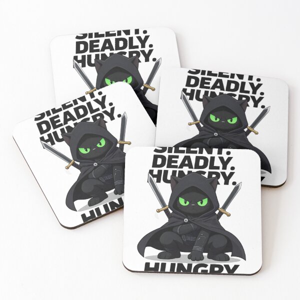 Item preview, Silent Deadly Hungry – Funny Black Ninja Cat designed and sold by GoldenPaw Society.