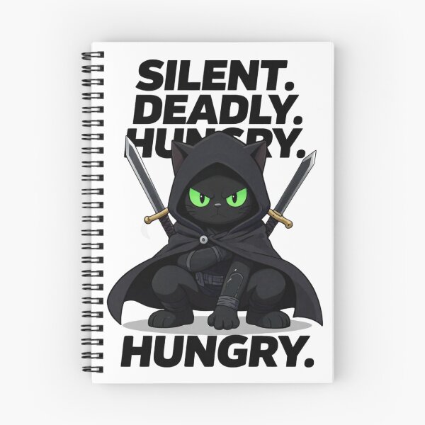 Item preview, Silent Deadly Hungry – Funny Black Ninja Cat designed and sold by GoldenPaw Society.