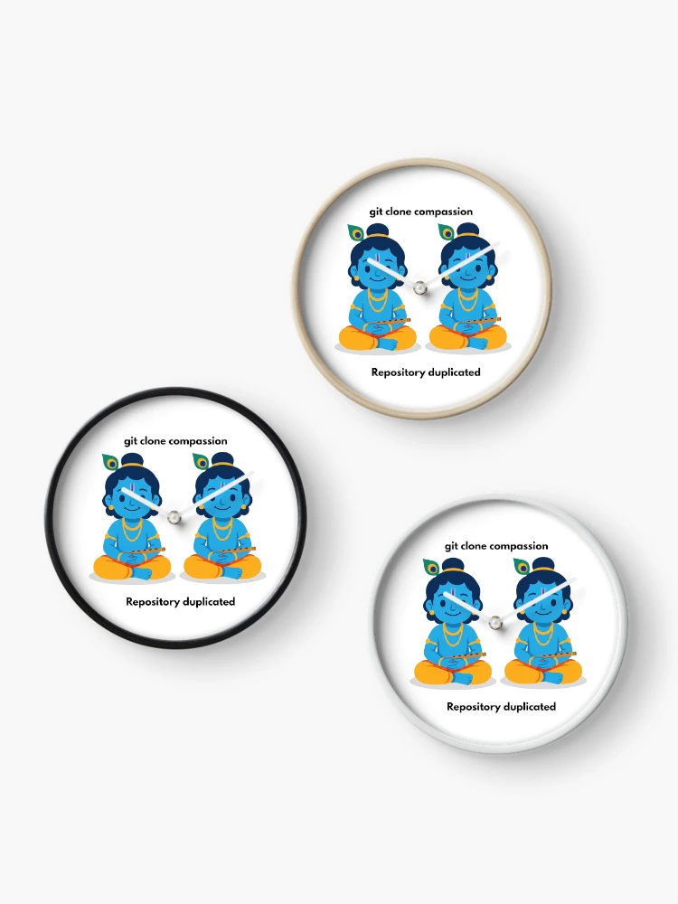 Thumbnail 3 of 4, Clock, git clone compassion | Git Developer Sticker | Tech Humor designed and sold by BhaktiByte.
