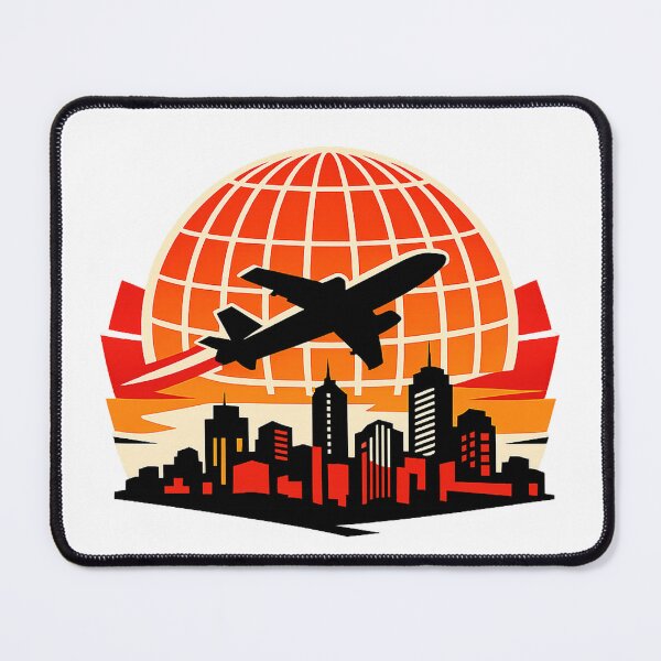 Item preview, Retro Travel Globe Airplane Skyline Graphic designed and sold by afr-saad.