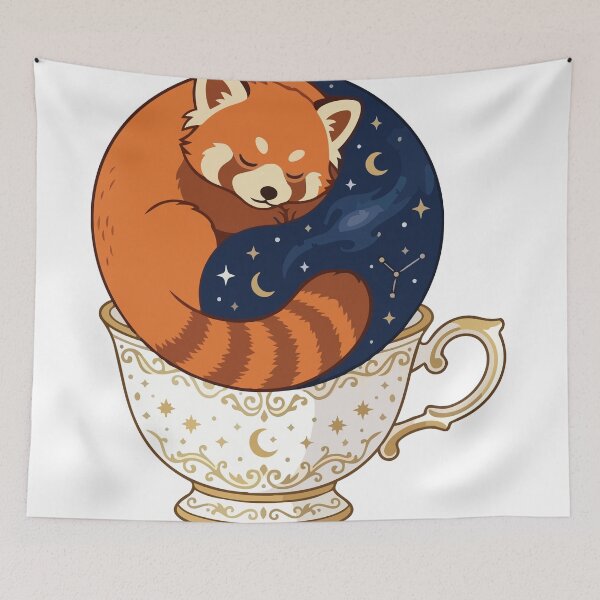 Item preview, Celestial Red Panda Starry Night Teacup designed and sold by Arc2020.