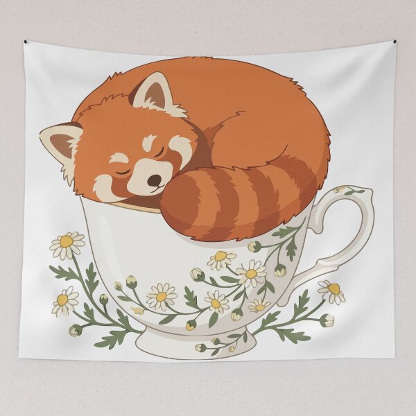 Item preview, Botanical Red Panda Chamomile Floral Teacup designed and sold by Arc2020.