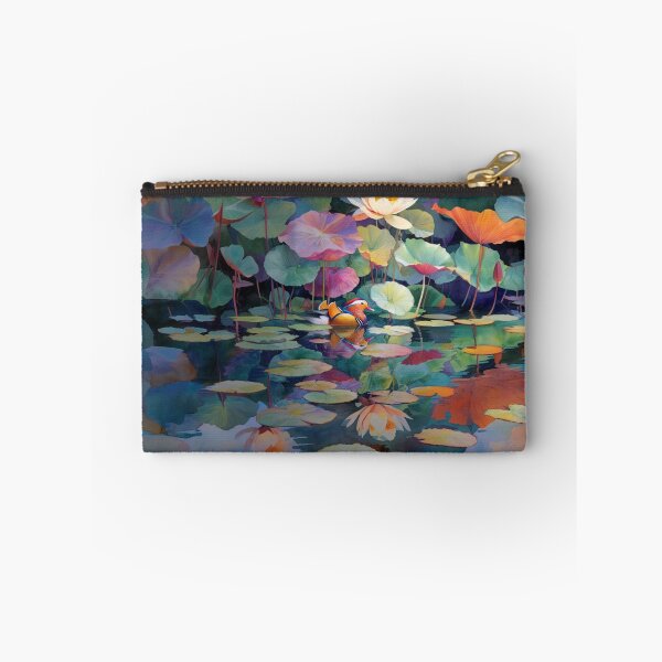 Item preview, A Mandarin Duck gliding across a lily pond, Birds in Motion designed and sold by CDC40.