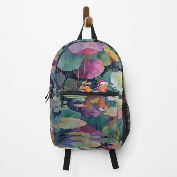 Item preview, A Mandarin Duck gliding across a lily pond, Birds in Motion designed and sold by CDC40.