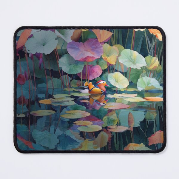 Item preview, A Mandarin Duck gliding across a lily pond, Birds in Motion designed and sold by CDC40.