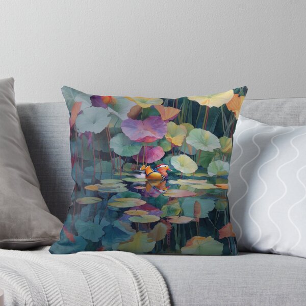 Item preview, A Mandarin Duck gliding across a lily pond, Birds in Motion designed and sold by CDC40.