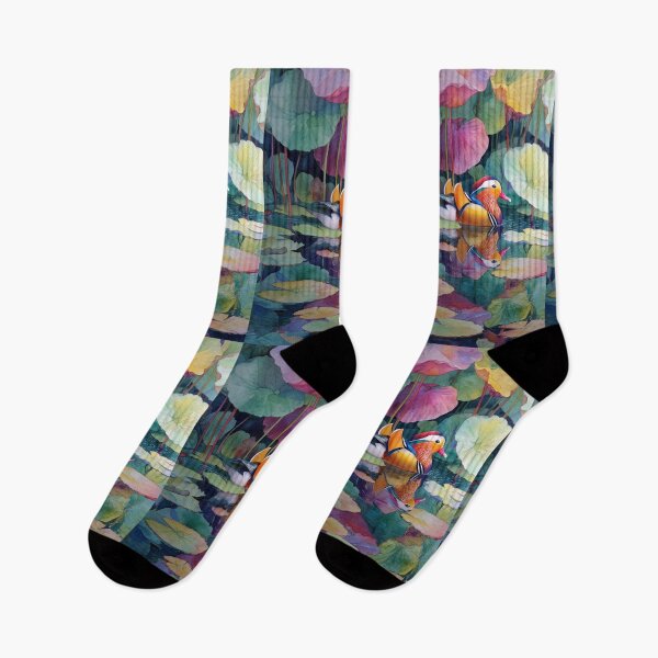 Item preview, A Mandarin Duck gliding across a lily pond, Birds in Motion designed and sold by CDC40.