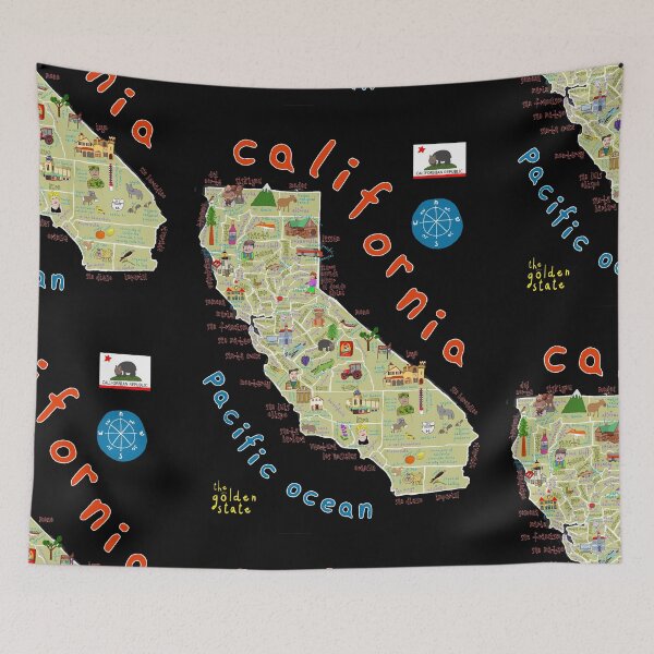 Item preview, California Map with State Icons, Cities, Famous People by Carla Daly designed and sold by Carla Daly.