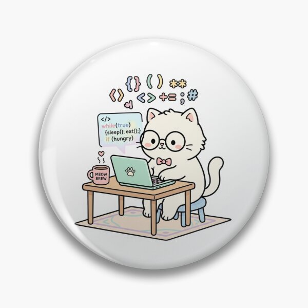 Item preview, Coding Cat Whimsical Pastel Illustration designed and sold by ajamzbox.