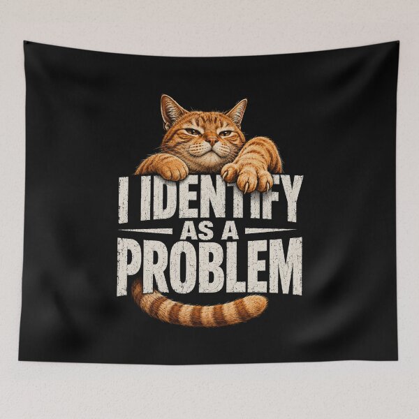 Item preview, I Identify As A Problem Funny Orange Tabby Cat Pet Tee T-Shirt | Cute Cat Lover Graphic Gift designed and sold by Trendably.