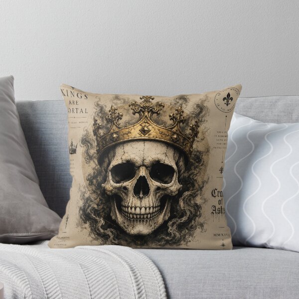 Item preview, Crown of Ashes – Gothic Skull King | Dark Fantasy Vintage Artwork designed and sold by ZafTeez.