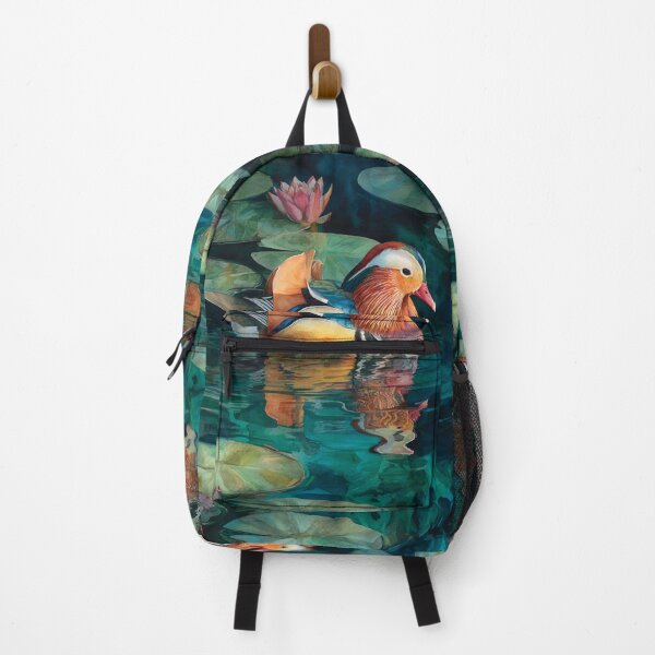 Item preview, A Mandarin Duck gliding across a lily pond, Birds in Motion designed and sold by CDC40.