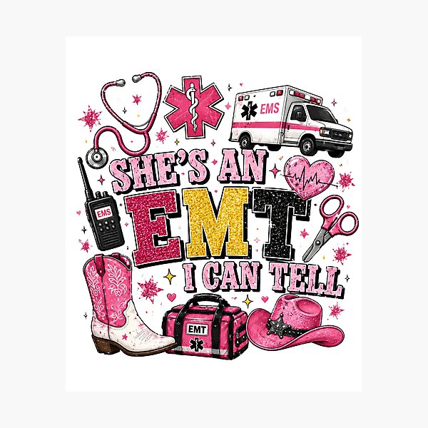 Item preview, Shes An EMT I Can Tell Coquette Western Pink EMS Emergency Medical Technician designed and sold by VGAfanatic.