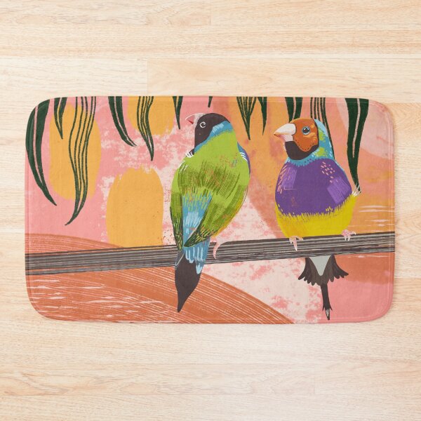 Item preview, Gouldian Finches with abstract background designed and sold by bee-denham-art.