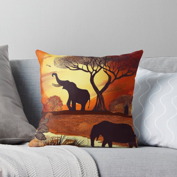 Item preview, African Sunset Safari - Elephants at the Watering Hole designed and sold by Raloel Art.