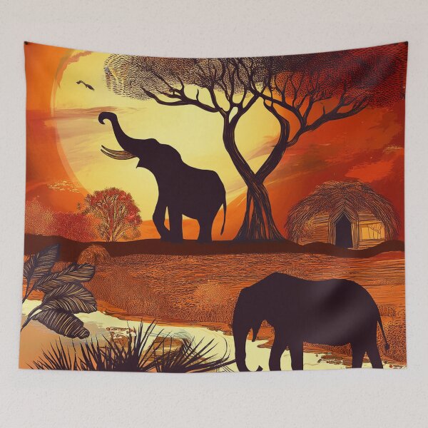 Item preview, African Sunset Safari - Elephants at the Watering Hole designed and sold by Outlet Raloel.