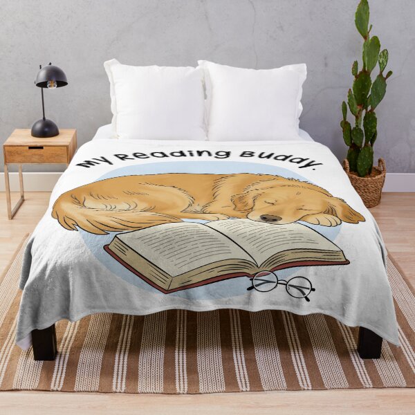 Item preview, Golden Retriever Reading Buddy Illustration designed and sold by MJ ART.
