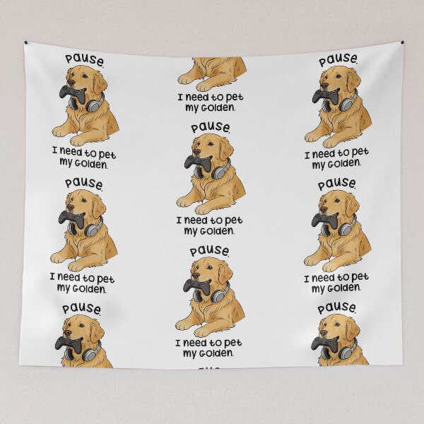 Item preview, Gaming Golden Retriever Pause Mode Design designed and sold by MJ ART.