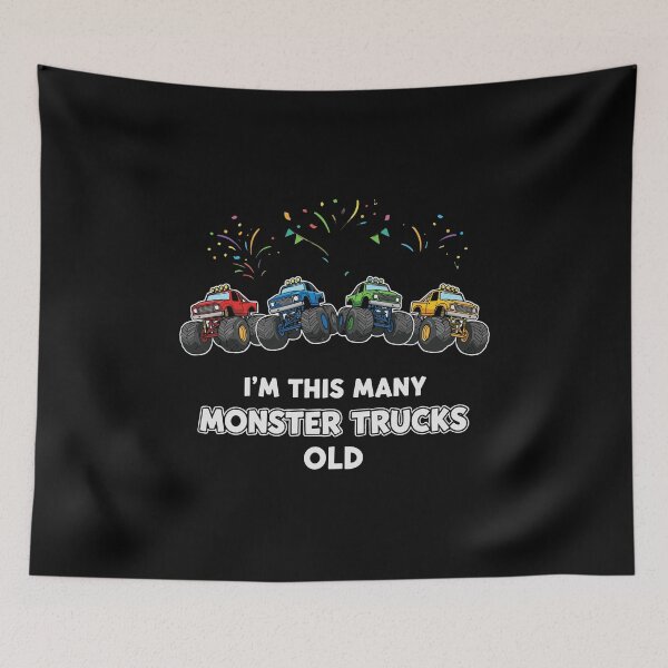 Item preview, I'm This Many Monster Trucks Old Four Year Old Birthday Boy designed and sold by PopStars1993.