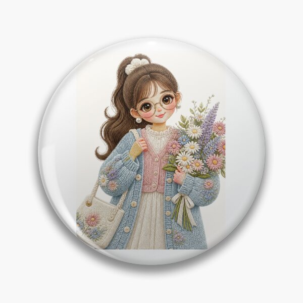 Item preview, ArtCuteEmbroideredKawaiiGirl designed and sold by Artrendzs.