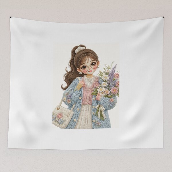 Item preview, ArtCuteEmbroideredKawaiiGirl designed and sold by Artrendzs.