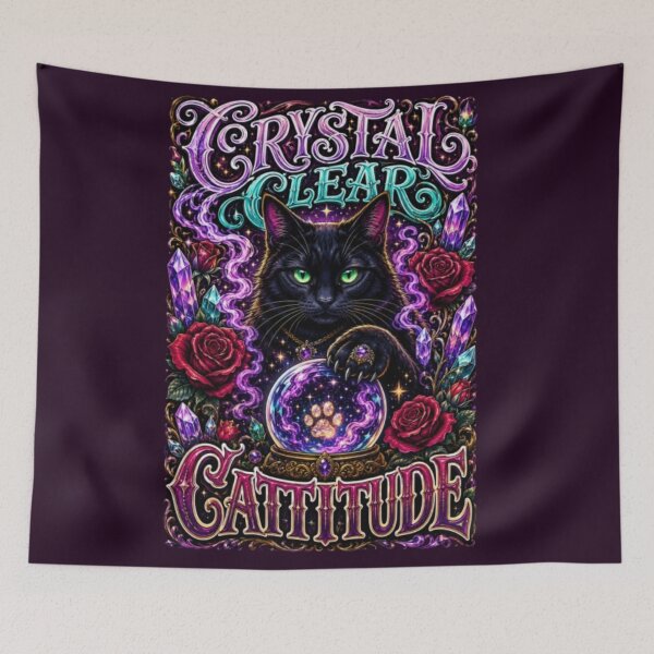Item preview, Crystal Clear Cattitude Black Cat Crystal Ball T-Shirt | Mystical Gothic Cat Lover Witchy Roses Celestial Magic Tee designed and sold by HopeAndHustle.