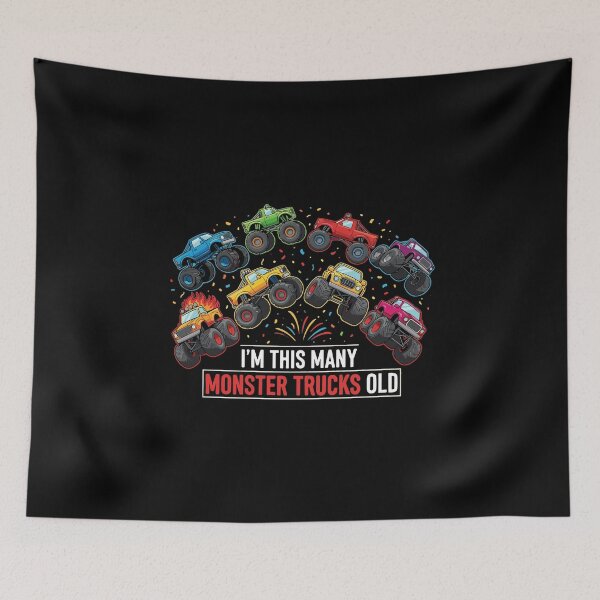 Item preview, I'm This Many Monster Trucks Old 8th Birthday Kids Monster Truck Fan designed and sold by PopStars1993.