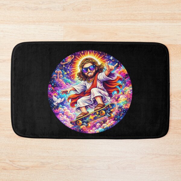 Item preview, Jesus Skateboarding - Funny Christian Skateboarding Humor Sarcastic Jesus Skating Longboard designed and sold by Sloyar.