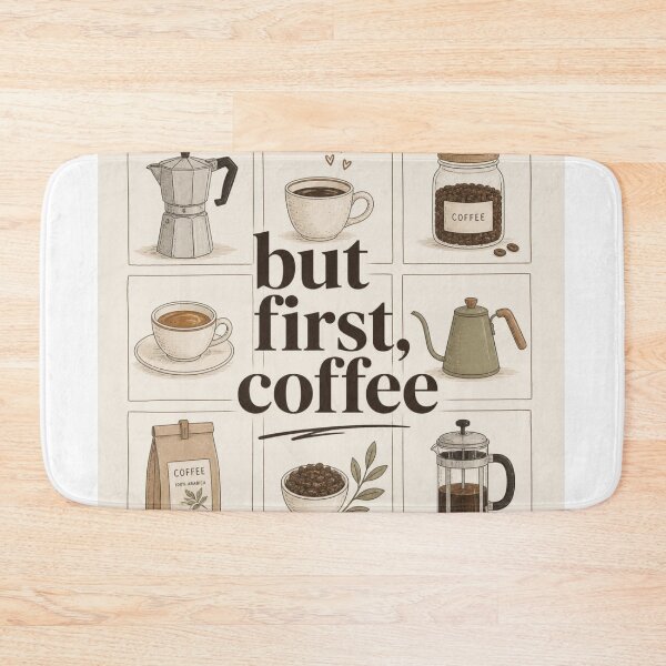 Item preview, But First, Coffee | Minimal Vintage Café Grid Design designed and sold by Aspecthub.