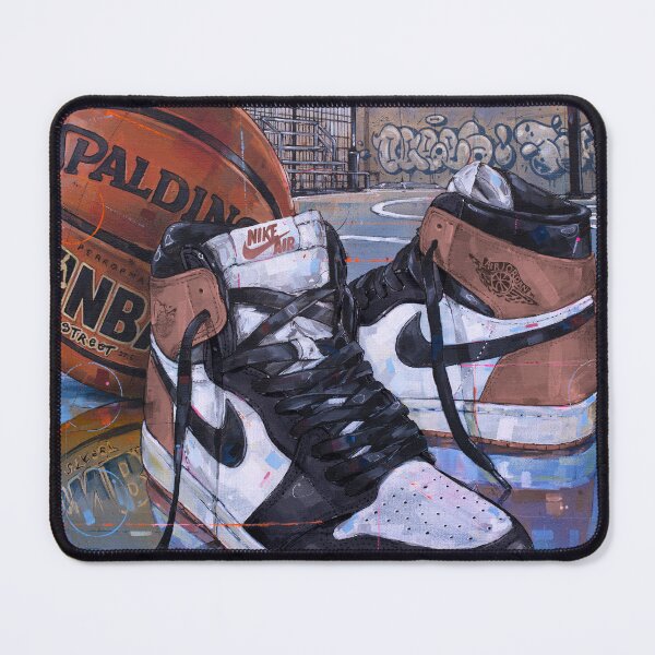 Item preview, Jordan1 rust pink sneaker basketball art designed and sold by GalleryKauffeld.