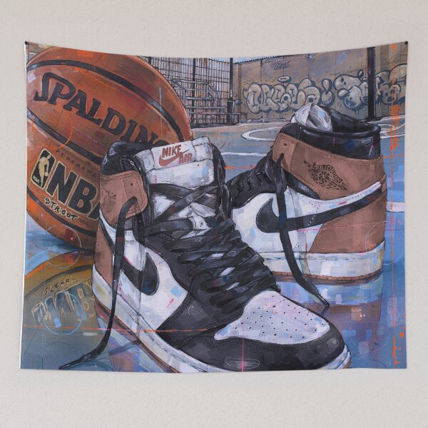 Item preview, Jordan1 rust pink sneaker basketball art designed and sold by GalleryKauffeld.