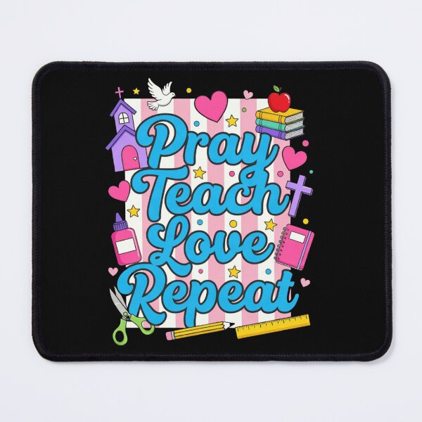 Item preview, Pray Teach Love Repeat Retro Groovy Christian Teacher designed and sold by haitrieuic96.