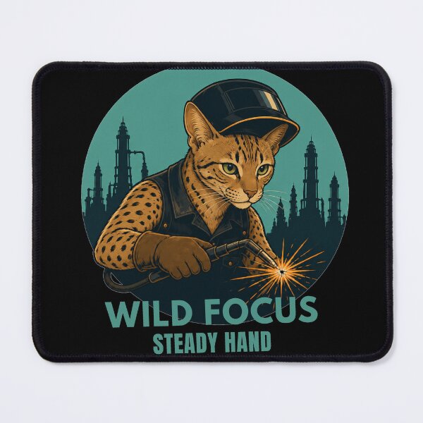 Item preview, Ocicat - Wild Focus Steady Hand Welding Cat Vintage designed and sold by RusticMeadow.