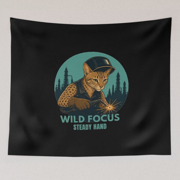 Item preview, Ocicat - Wild Focus Steady Hand Welding Cat Vintage designed and sold by RusticMeadow.