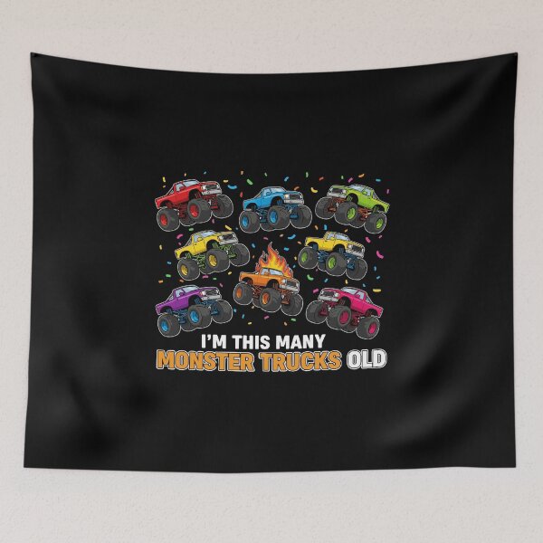 Item preview, I'm This Many Monster Trucks Old Birthday Kids Eight Years Old Boy Girl Celebration designed and sold by PopStars1993.