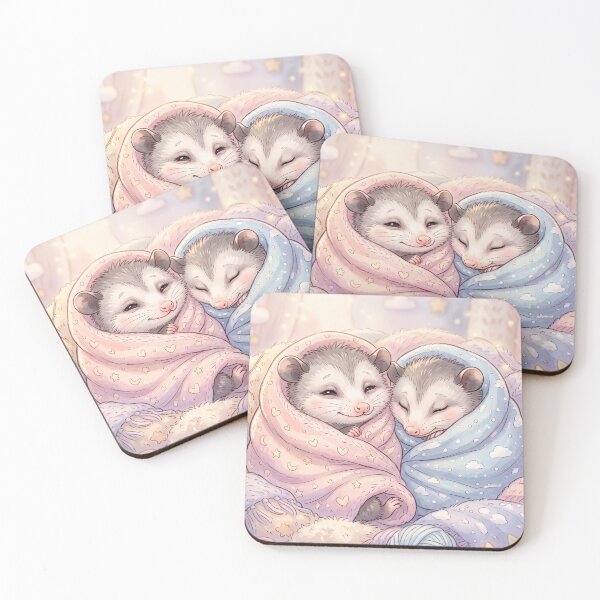 Item preview, Cute Possums Under Blankets | Whimsical Kawaii Illustration designed and sold by Moonlily Tavern.